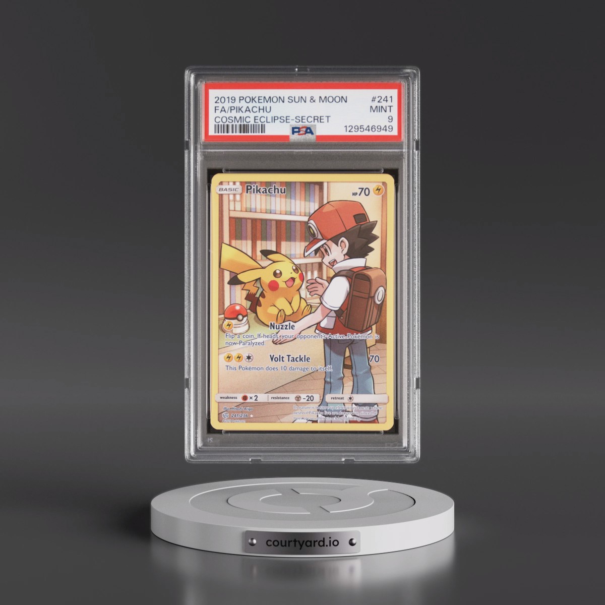 2019 Pokémon Sun & Moon Cosmic Eclipse #241 Pikachu - Full Art Secret (PSA 9 MINT)