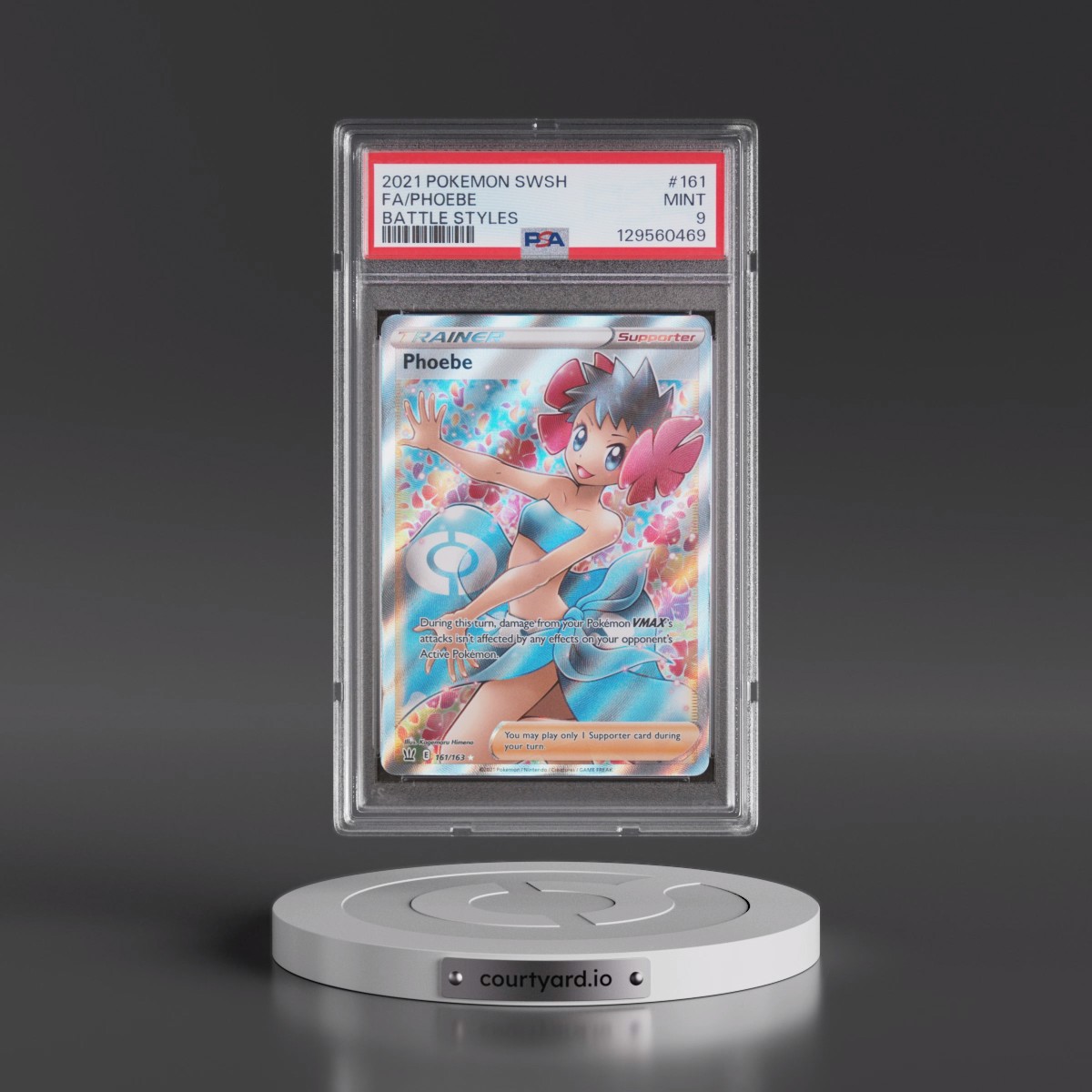 2021 Pokémon Sword & Shield Battle Styles #161 Phoebe - Full Art (PSA 9 MINT)