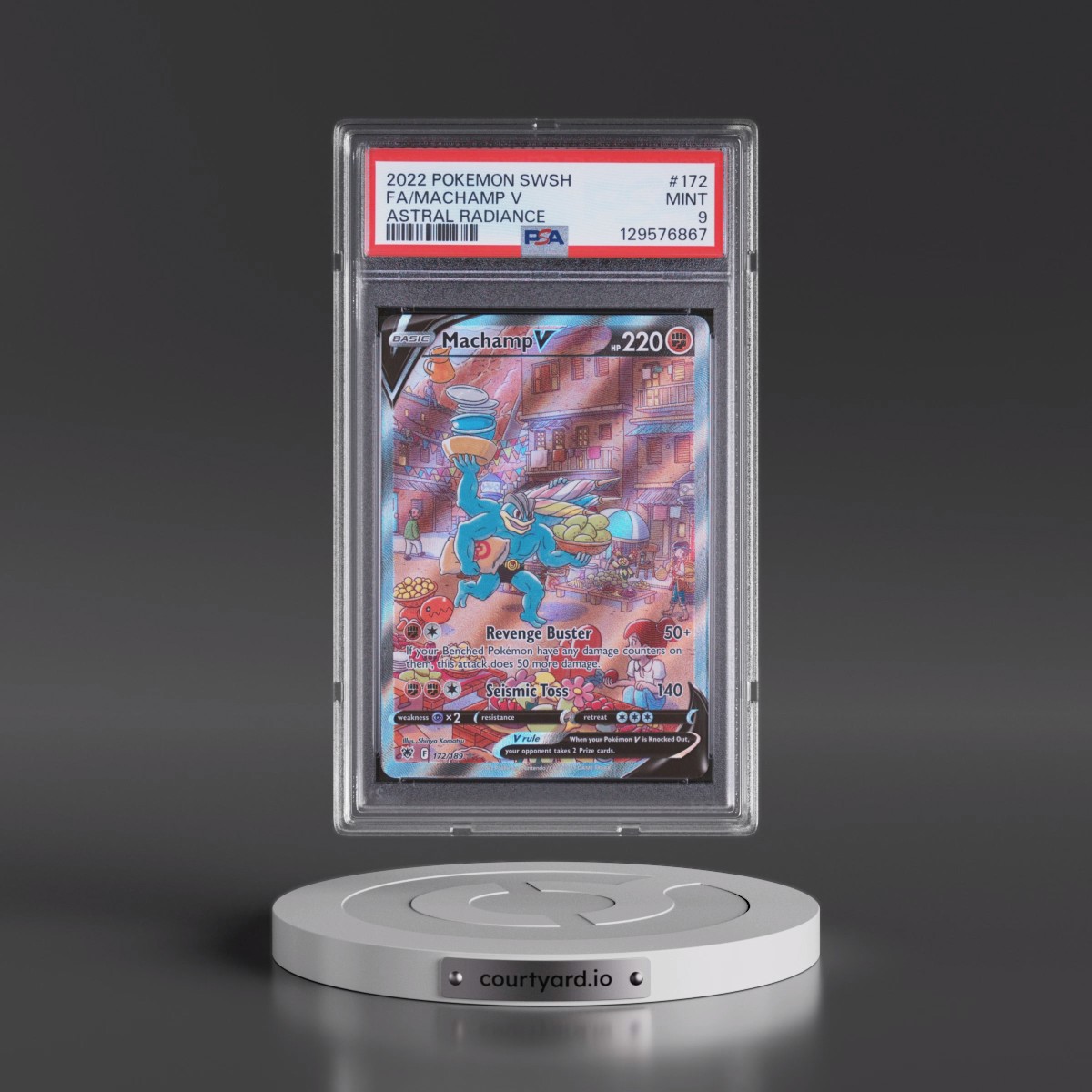 2022 Pokémon Sword & Shield Astral Radiance #172 Machamp V - Holo Full Art (PSA 9 MINT)