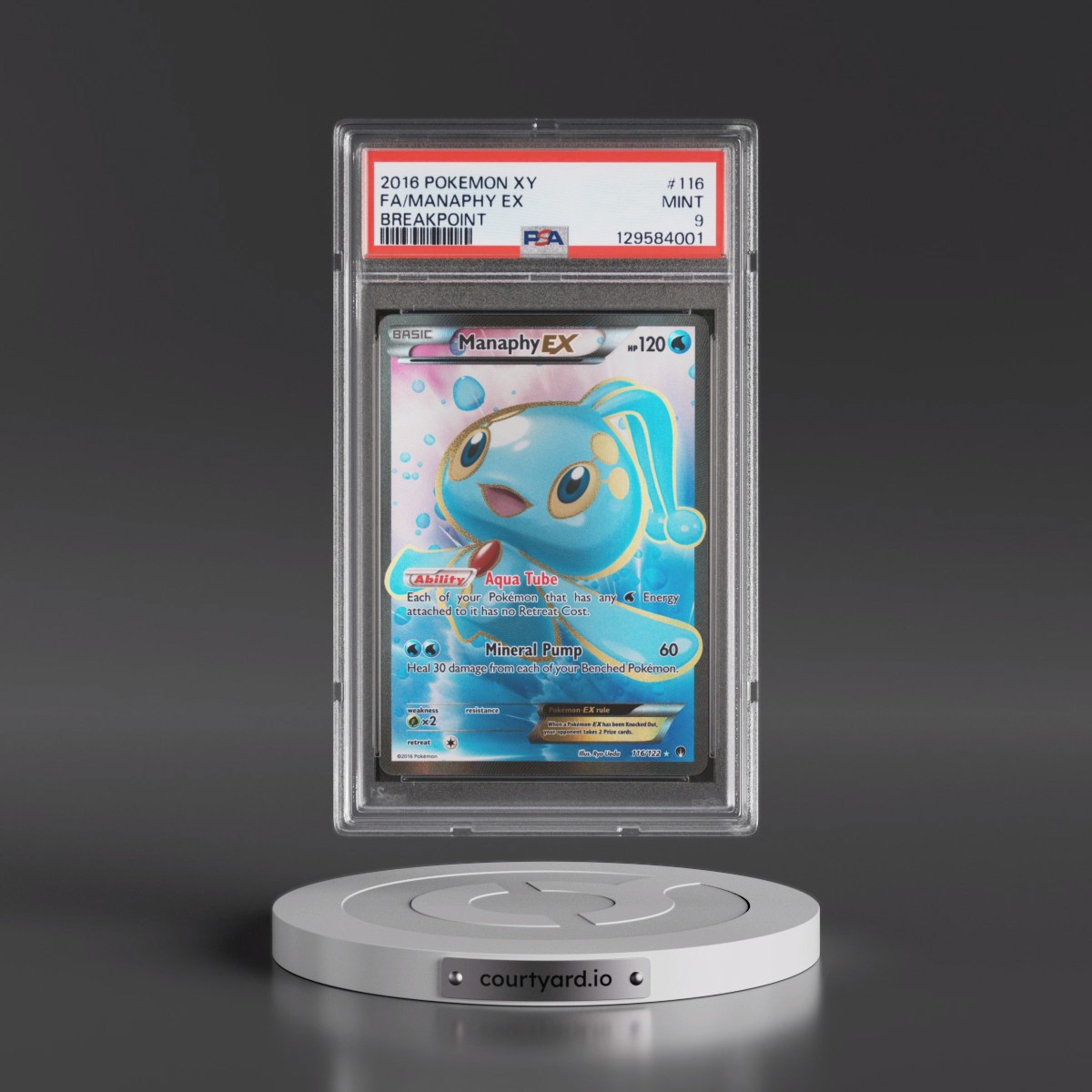 2016 Pokémon XY Breakpoint #116 Manaphy EX - Holo Full Art (PSA 9 MINT)