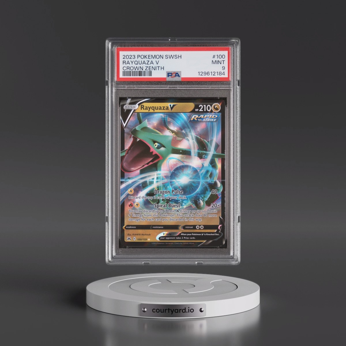 2023 Pokémon Sword and Shield Crown Zenith #100 Rayquaza V - Holo (PSA 9 MINT)