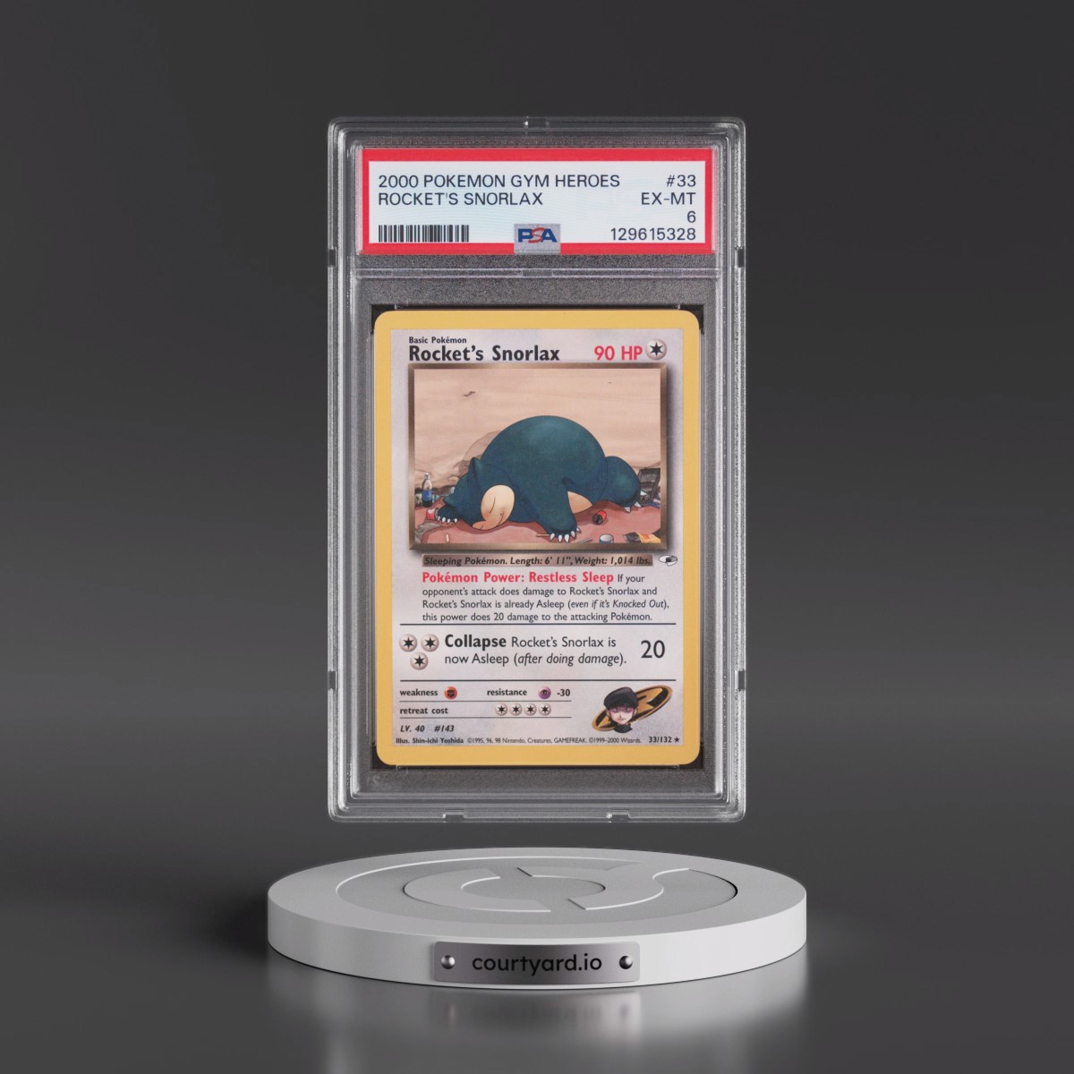 2000 Pokémon Gym Heroes #33 Rocket's Snorlax (PSA 6 EX-MT)