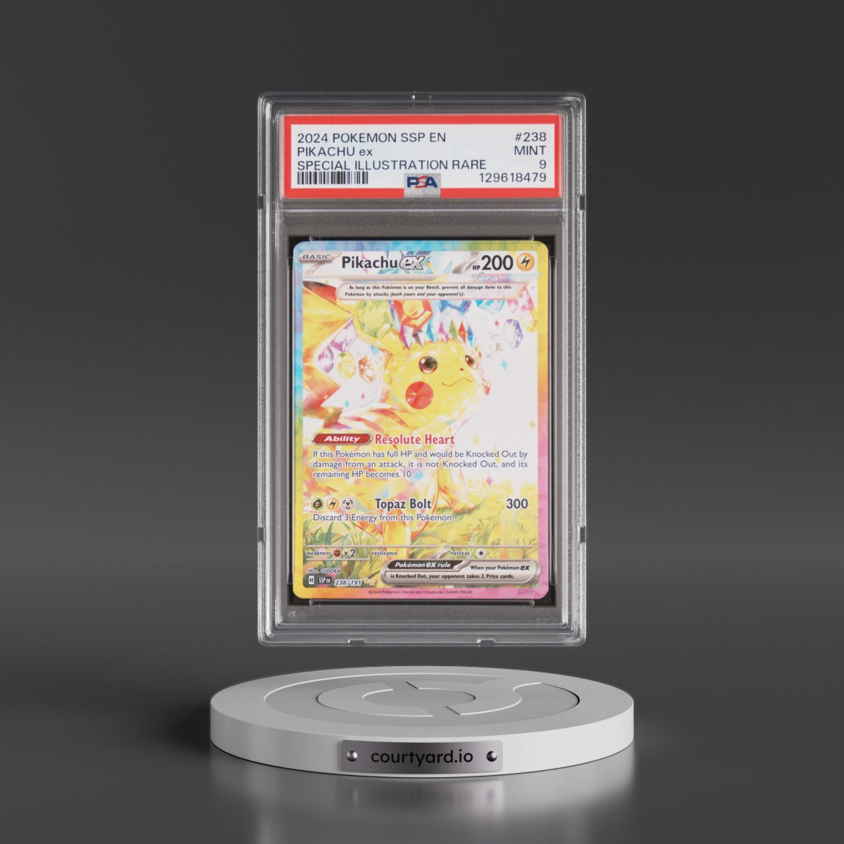 2024 Pokémon Ssp EN-Surging Sparks #238 Pikachu EX - Holo Special Illustration Rare (PSA 9 MINT)