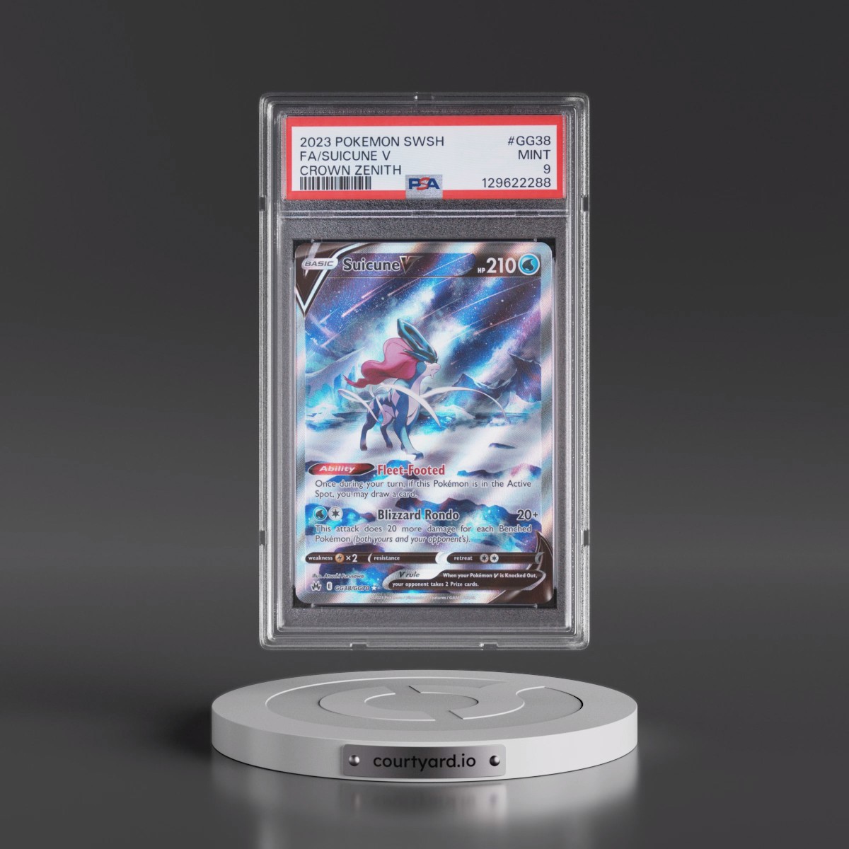 2023 Pokémon Sword and Shield Crown Zenith #GG38 Suicune V - Holo Full Art (PSA 9 MINT)