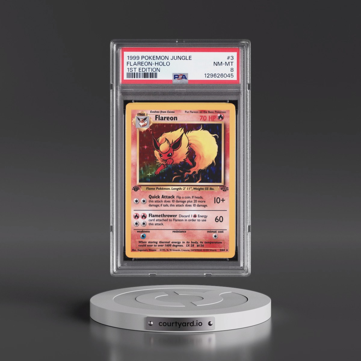 1999 Pokémon Jungle #3 Flareon - 1st Edition Holo (PSA 8 NM-MT)