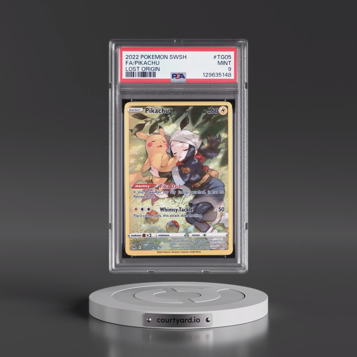 2022 Pokémon Sword & Shield Lost Origin Pikachu - Full Art #TG05 PSA 9