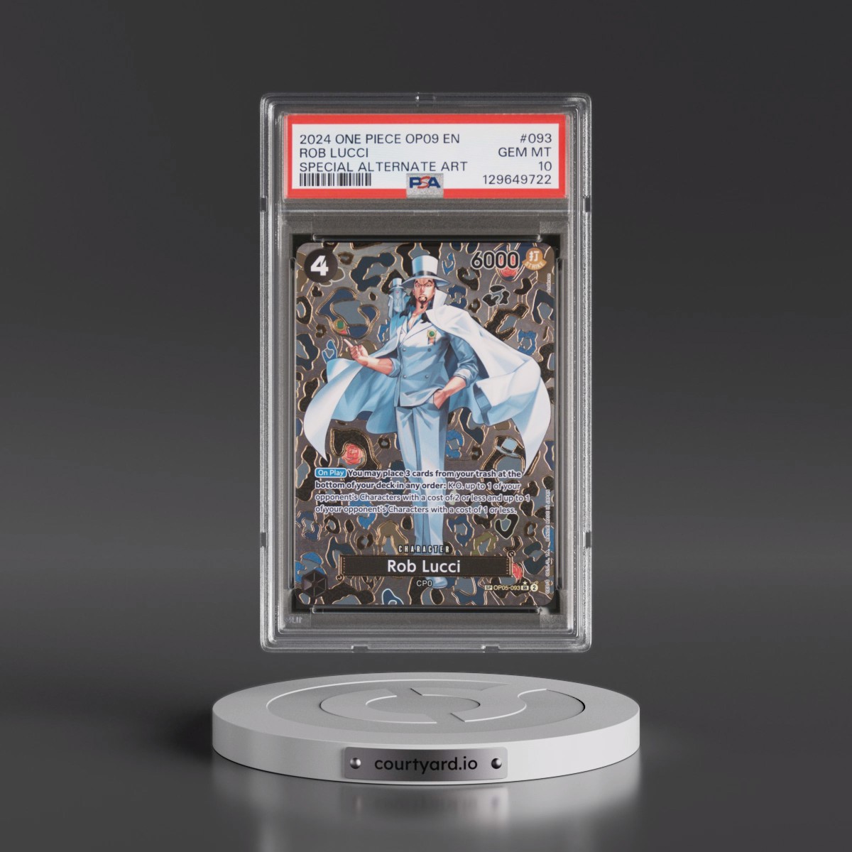 2024 One Piece OP09-Emperors in the New World #093 Rob Lucci - Special Alternate Art (PSA 10 GEM MINT)