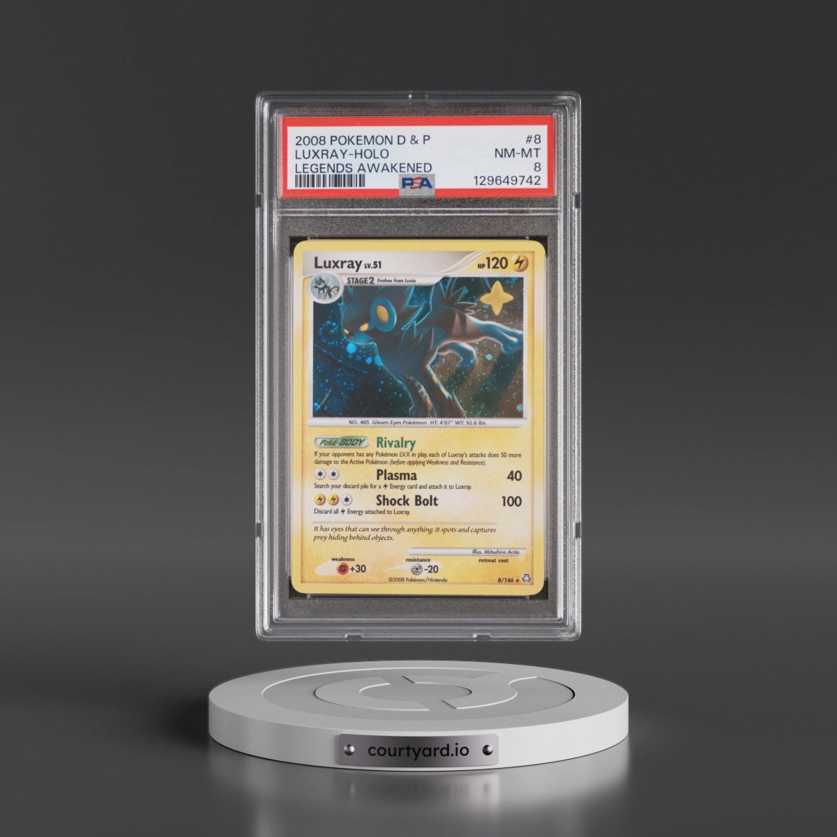 2008 Pokémon Diamond & Pearl Legends Awakened #8 Luxray - Holo (PSA 8 NM-MT)
