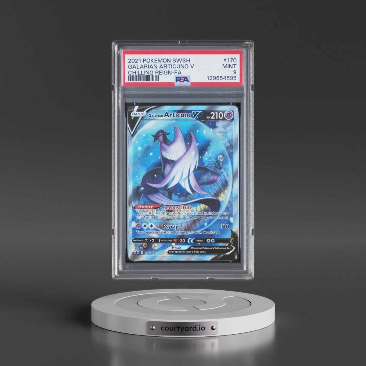 2021 Pokémon Sword & Shield Chilling Reign Galarian Articuno V - Holo Full Art #170 PSA 9