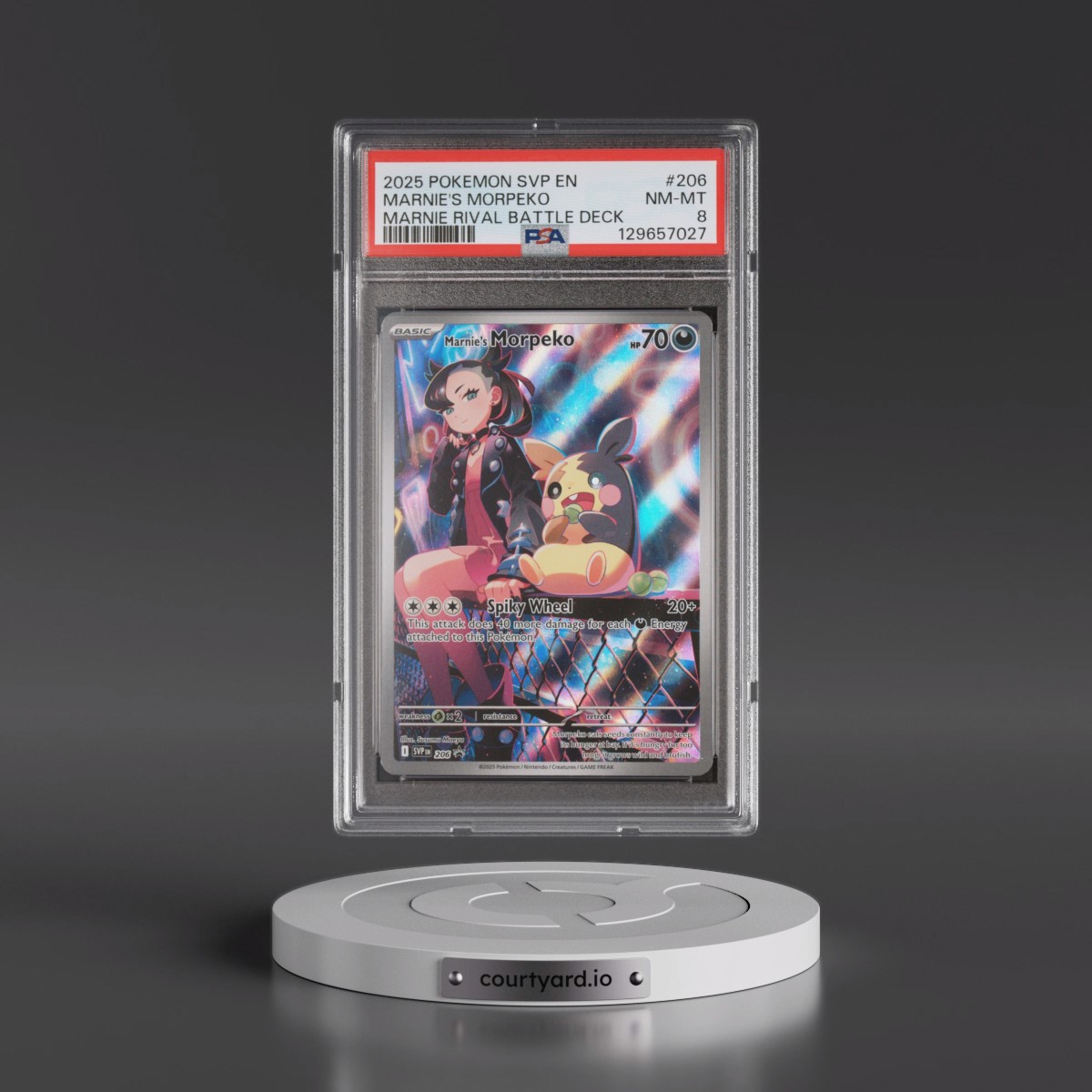 2025 Pokémon Svp EN-SV Black Star Promo #206 Marnie's Morpeko - Marnie Rival Battle Deck (PSA 8 NM-MT)