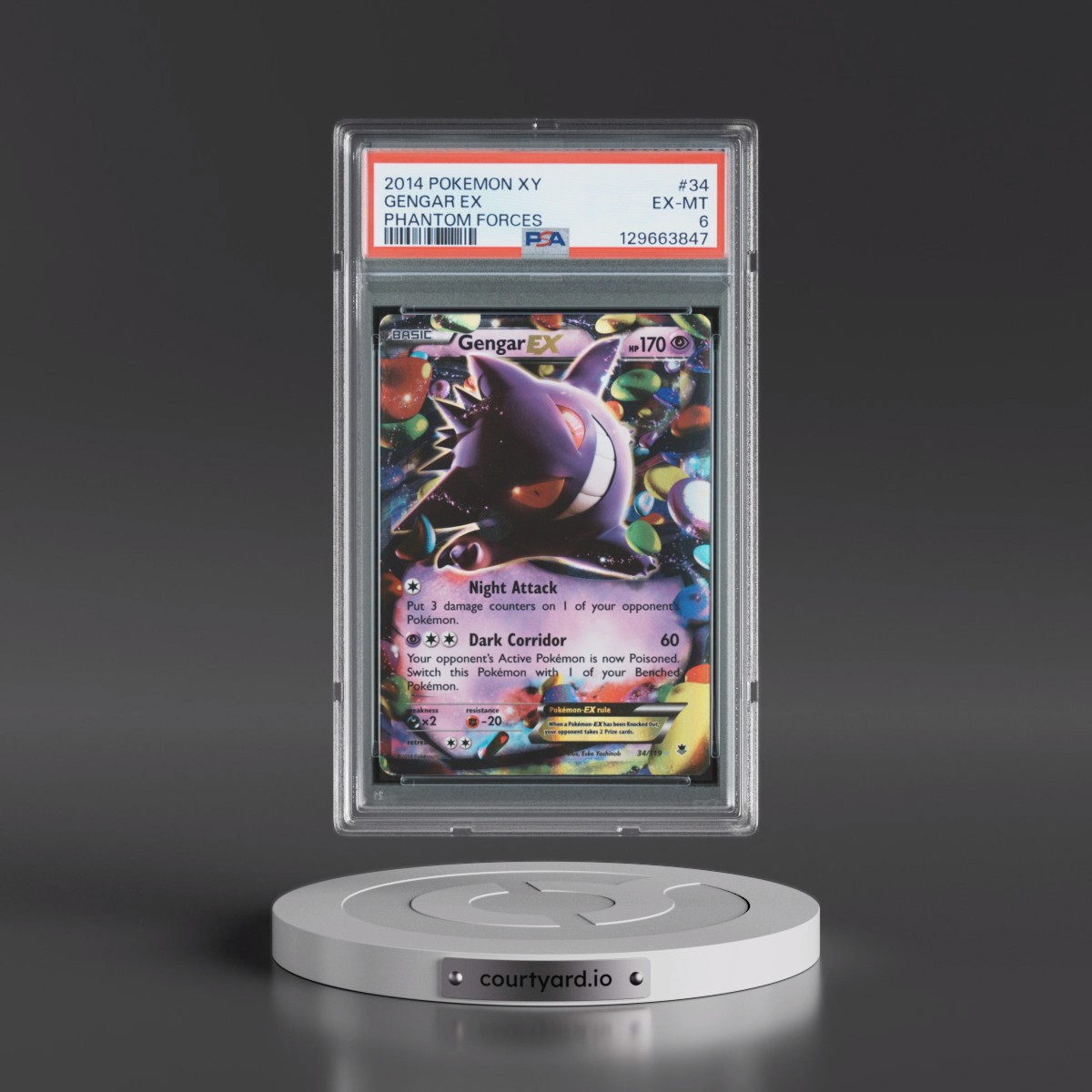 2014 Pokémon XY Phantom Forces #34 Gengar EX - Holo (PSA 6 EX-MT)