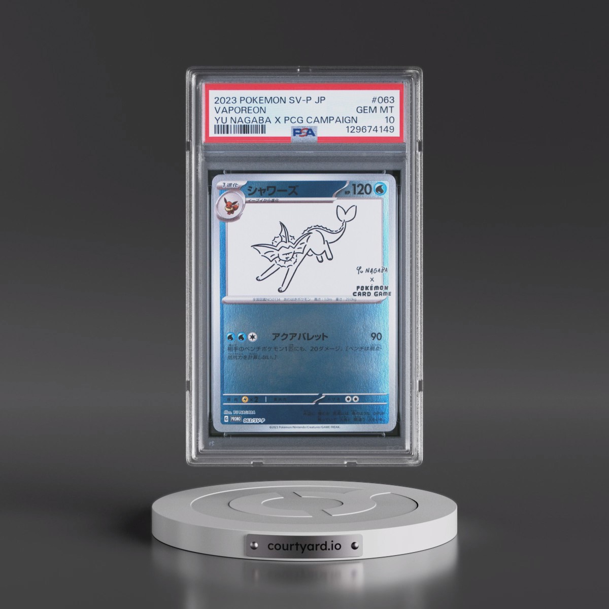 2023 Pokémon SV-P Promo #063 Vaporeon - YU Nagaba X Pokemon Card Game Campaign (PSA 10 GEM MINT)