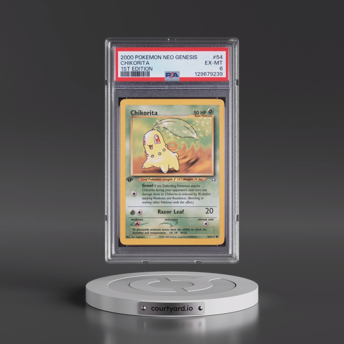 2000 Pokémon Neo Genesis Chikorita - 1st Edition #54 PSA 6