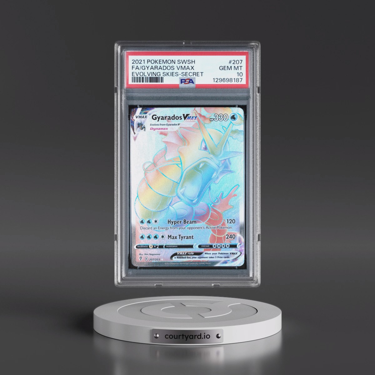 2021 Pokémon Sword & Shield Evolving Skies #207 Gyarados Vmax - Full Art Secret (PSA 10 GEM MINT)