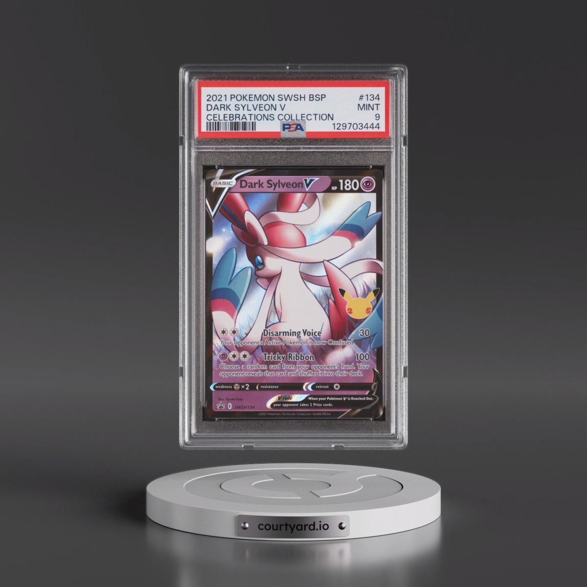 2021 Pokémon Swsh Black Star Promo #134 Dark Sylveon V - Holo Celebrations Collection (PSA 9 MINT)