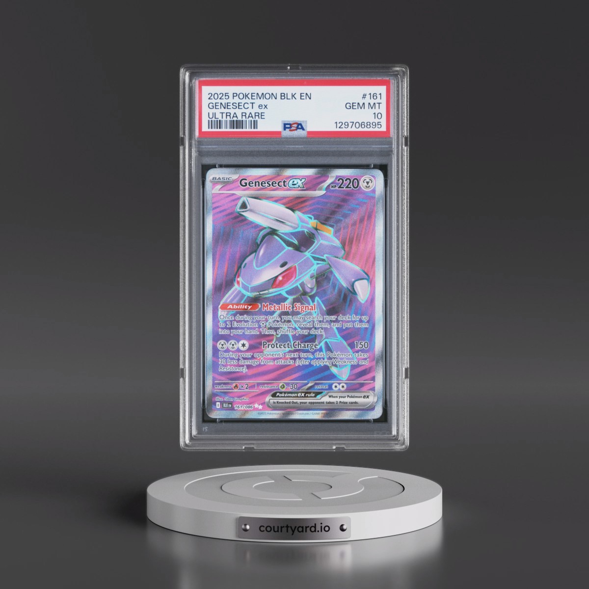 2025 Pokémon Blk EN-Black Bolt #161 Genesect EX - Holo Ultra Rare (PSA 10 GEM MINT)