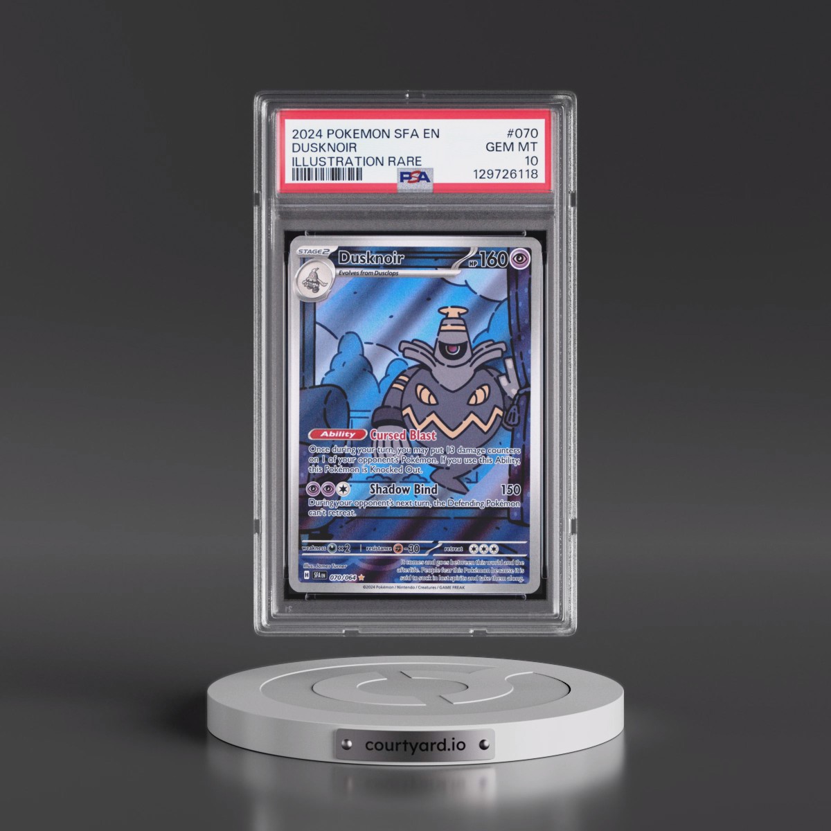 2024 Pokémon Sfa EN-Shrouded Fable #070 Dusknoir - Illustration Rare (PSA 10 GEM MINT)