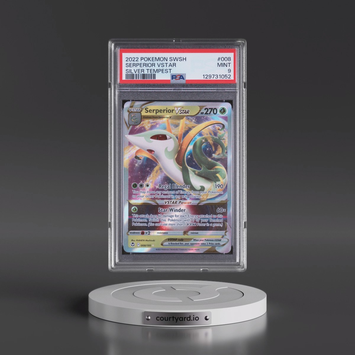 2022 Pokémon Sword & Shield Silver Tempest #008 Serperior Vstar (PSA 9 MINT)