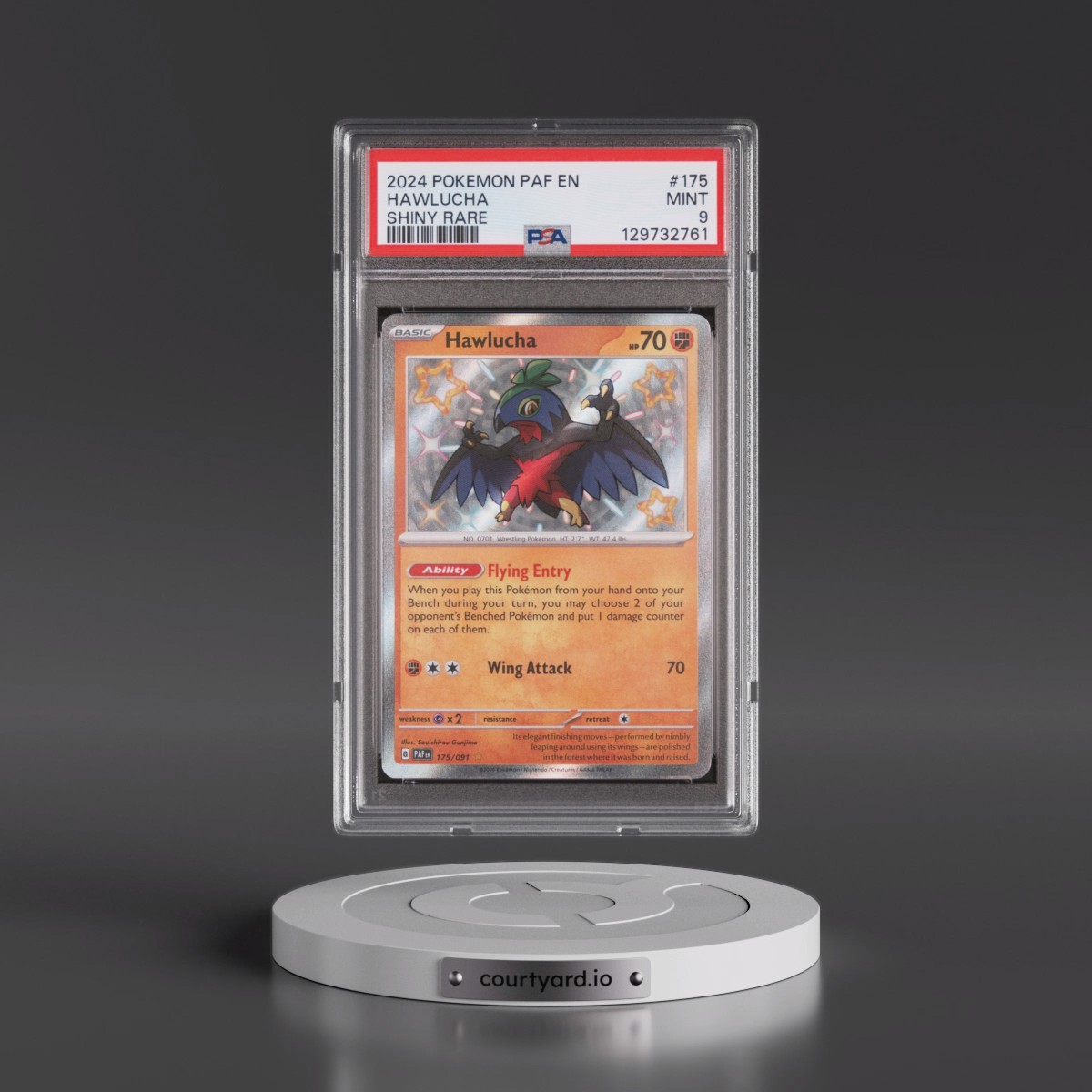 2024 Pokémon Paf EN-Paldean Fates #175 Hawlucha - Shiny Rare (PSA 9 MINT)