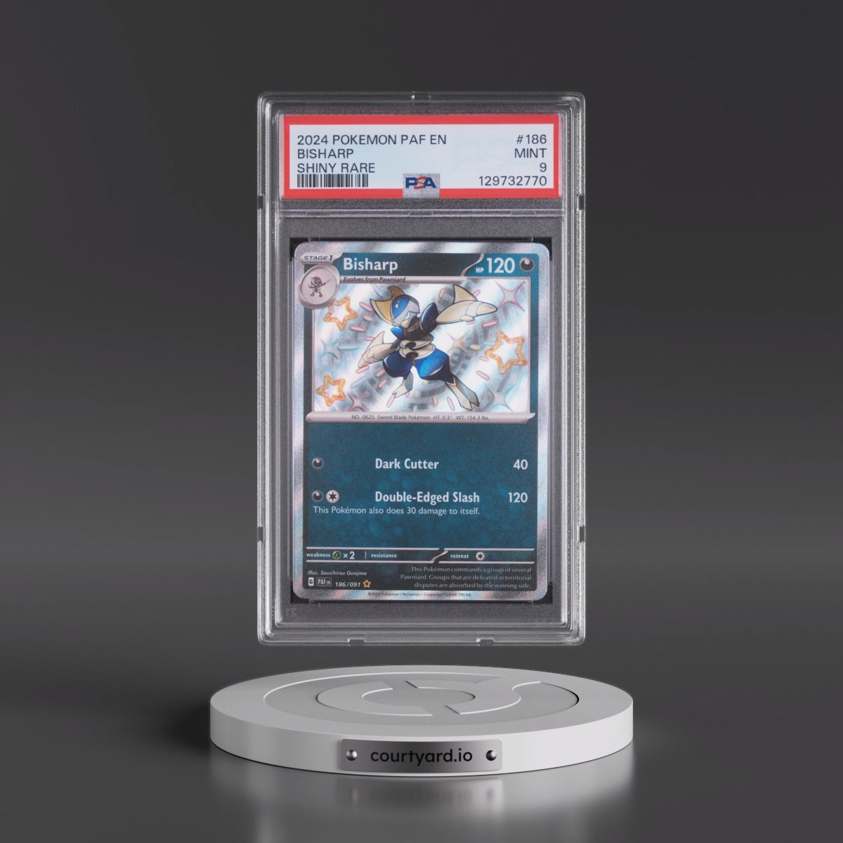 2024 Pokémon Paf EN-Paldean Fates #186 Bisharp - Shiny Rare (PSA 9 MINT)