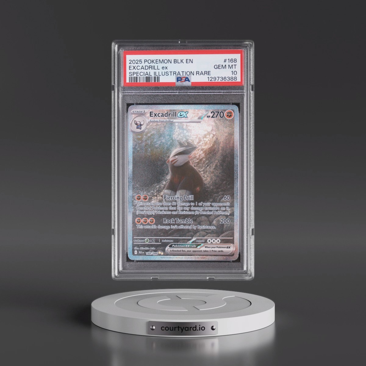 2025 Pokémon Blk EN-Black Bolt #168 Excadrill EX - Holo Special Illustration Rare (PSA 10 GEM MINT)