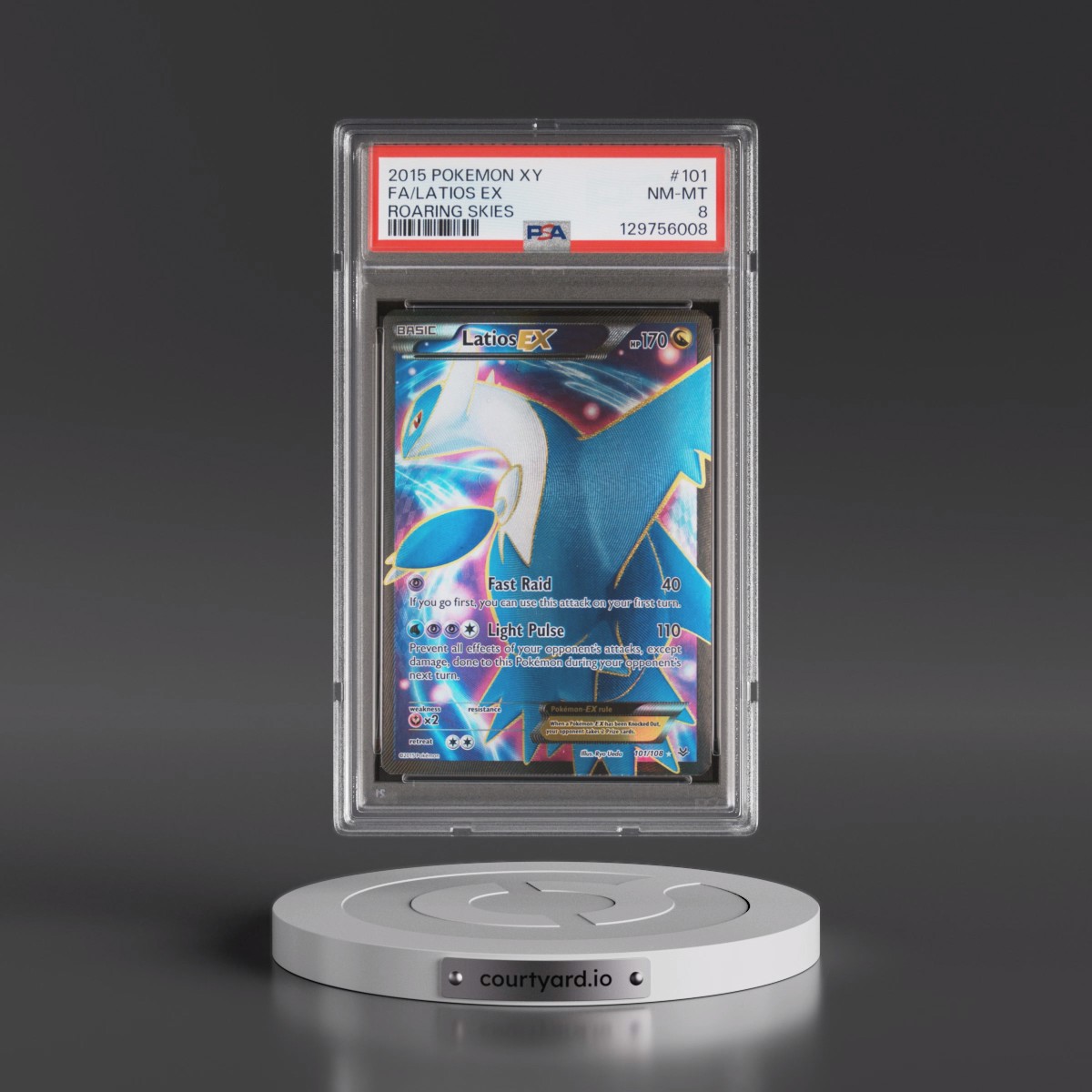 2015 Pokémon XY Roaring Skies #101 Latios EX - Holo Full Art (PSA 8 NM-MT)