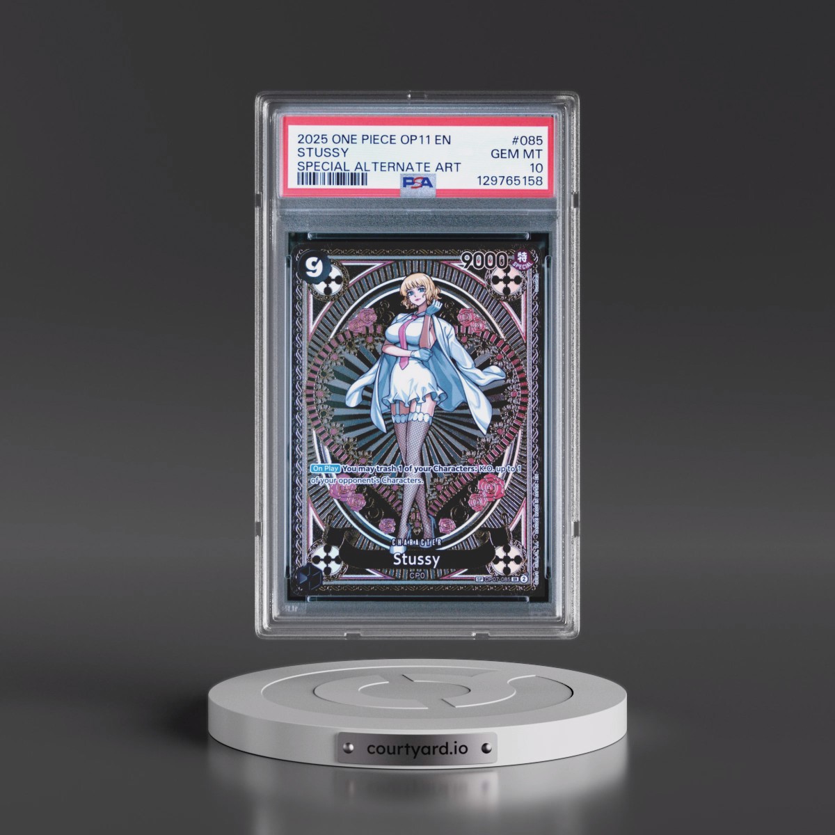 2025 One Piece OP11-A Fist of Divine Speed #085 Stussy - Special Alternate Art (PSA 10 GEM MINT)