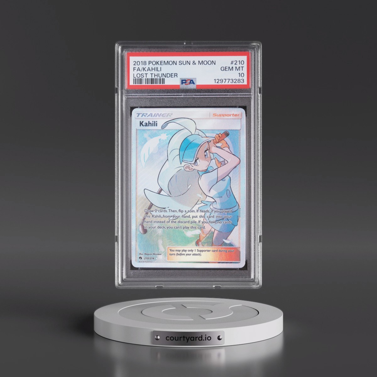 2018 Pokémon Sun & Moon Lost Thunder #210 Kahili - Full Art (PSA 10 GEM MINT)