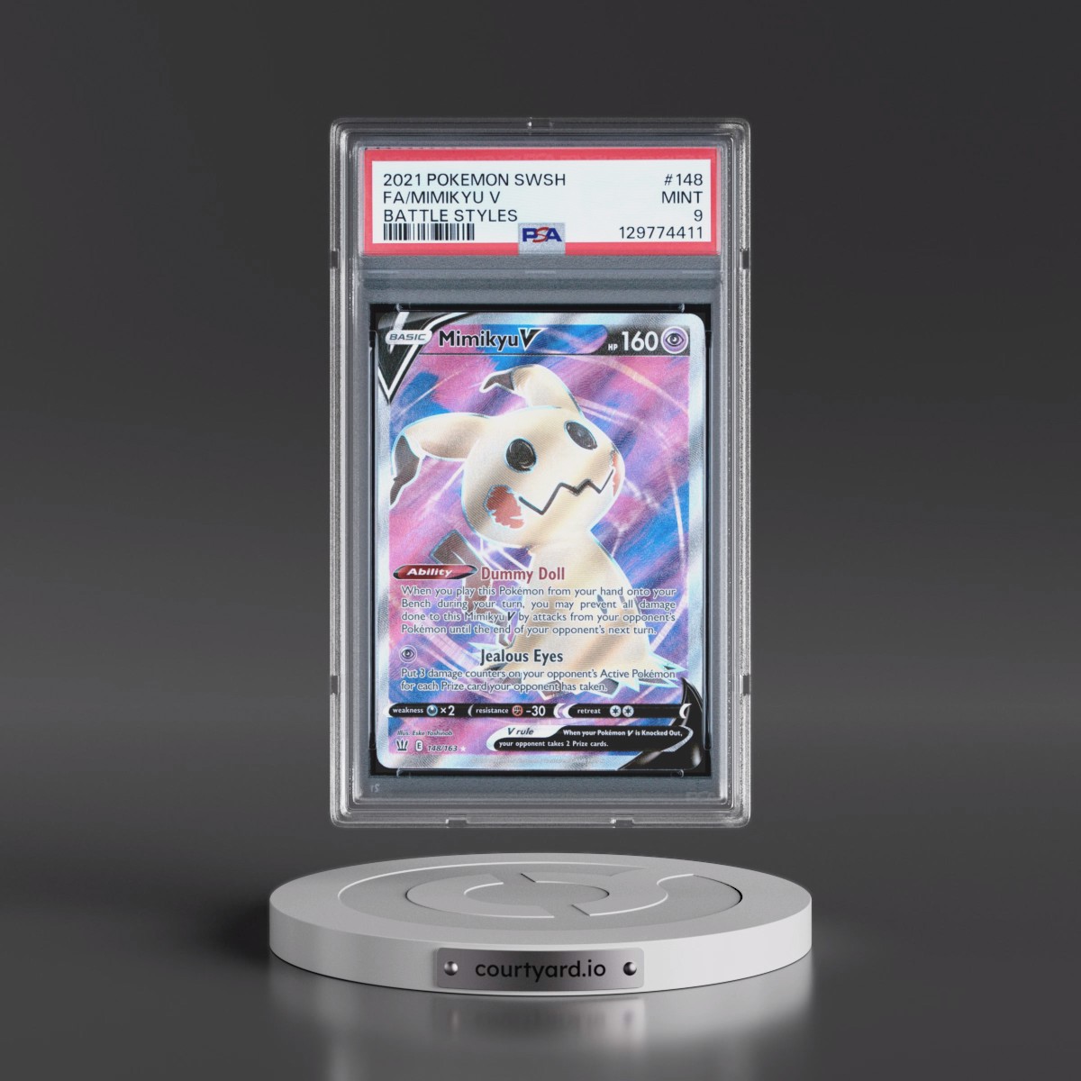 2021 Pokémon Sword & Shield Battle Styles #148 Mimikyu V - Holo Full Art (PSA 9 MINT)