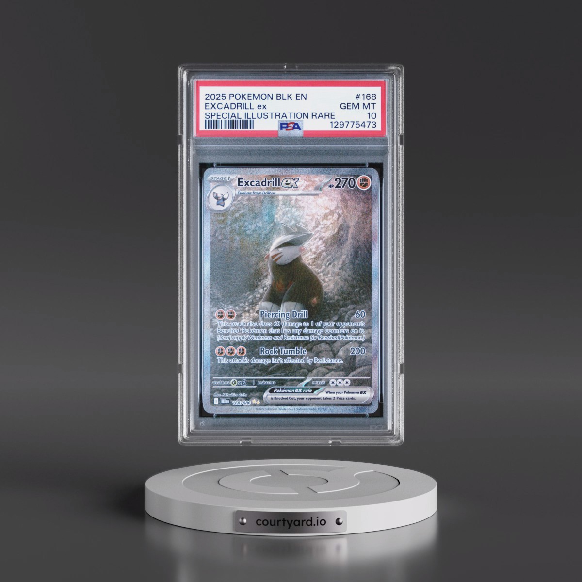 2025 Pokémon Blk EN-Black Bolt #168 Excadrill EX - Holo Special Illustration Rare (PSA 10 GEM MINT)