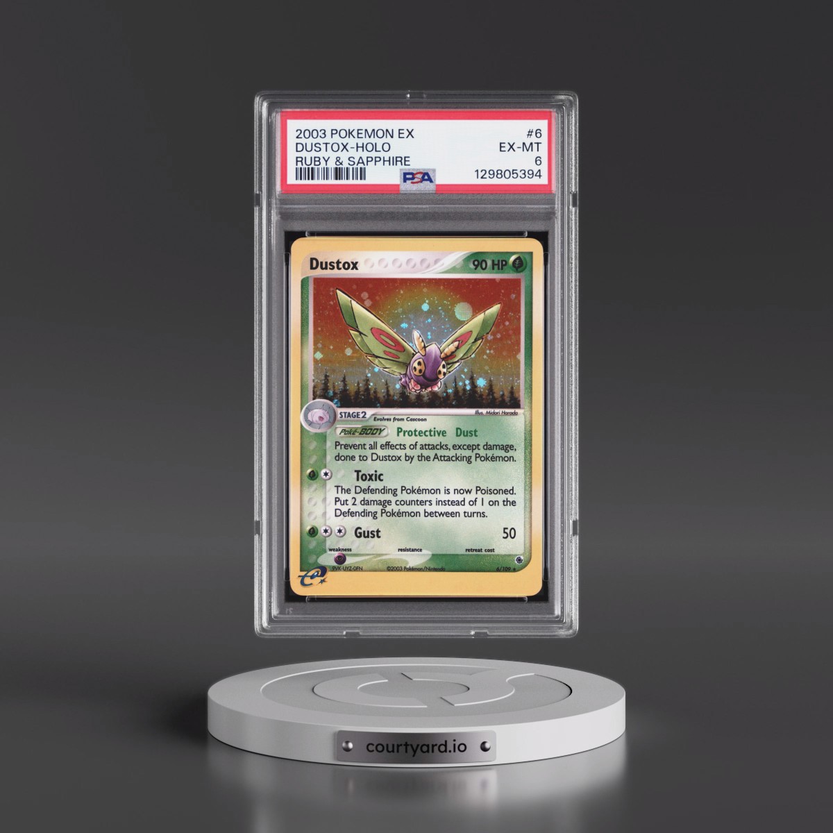 2003 Pokémon EX Ruby & Sapphire #6 Dustox - Holo (PSA 6 EX-MT)