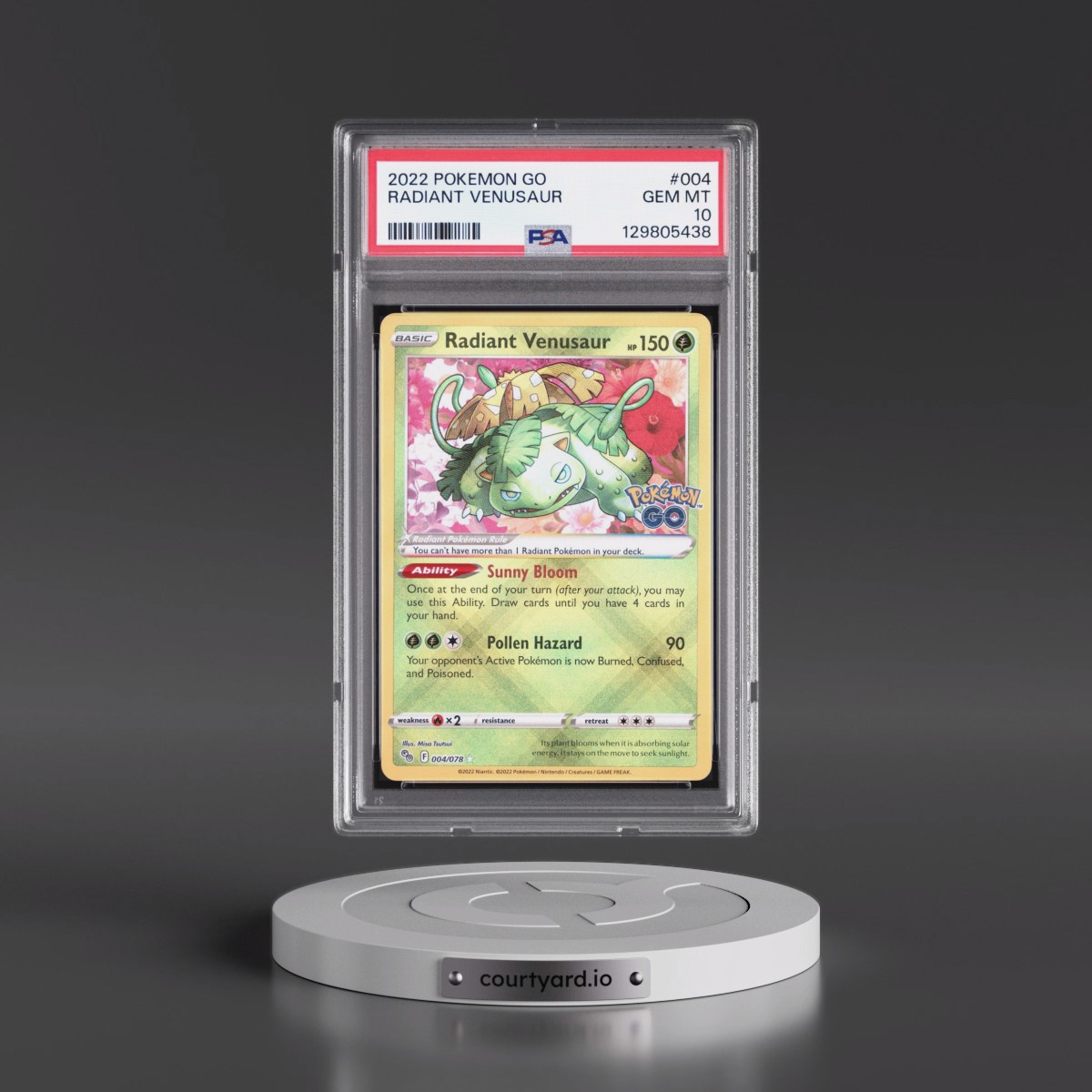 2022 Pokémon Go #004 Radiant Venusaur - Holo (PSA 10 GEM MINT)