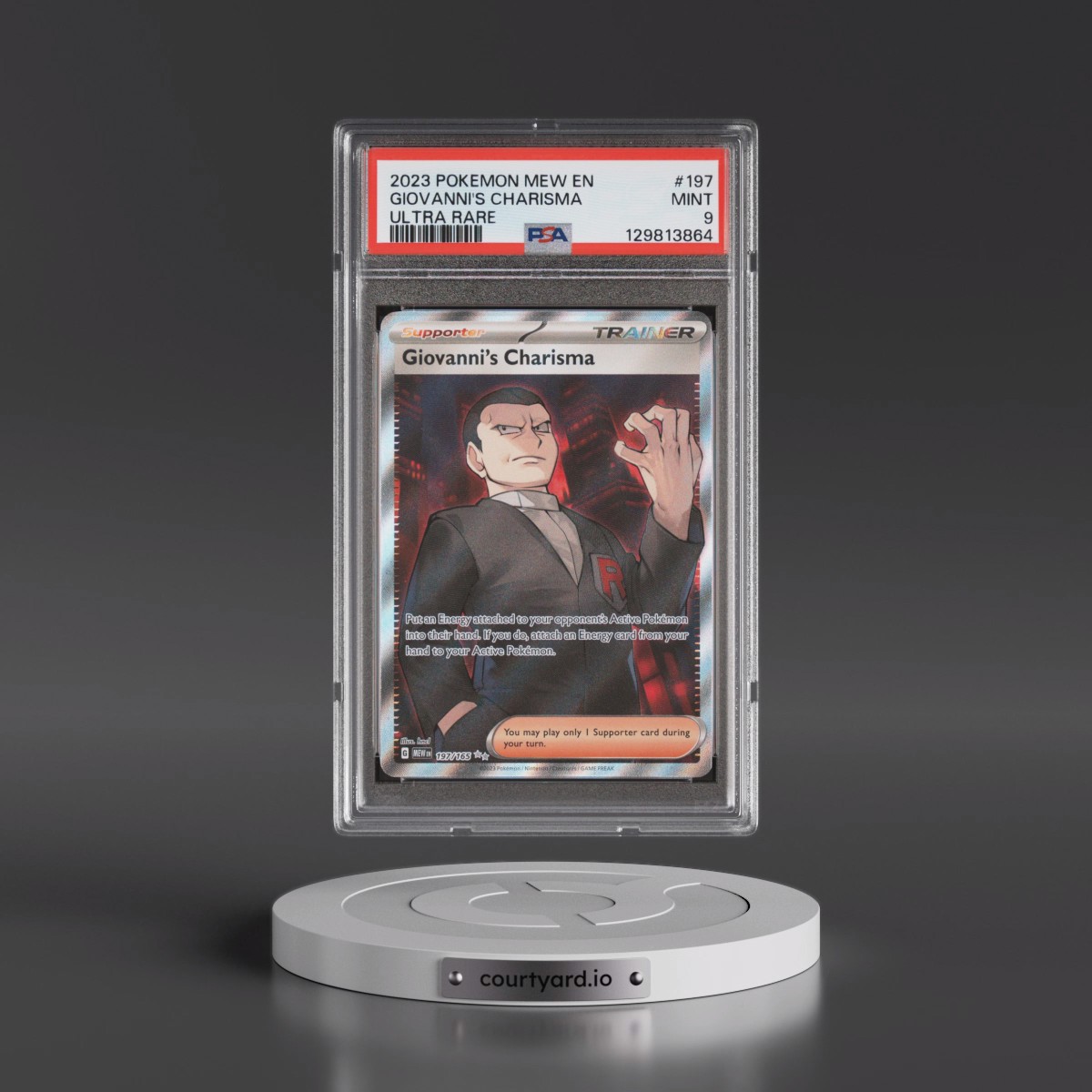 2023 Pokémon Mew EN-151 #197 Giovanni's Charisma - Ultra Rare (PSA 9 MINT)