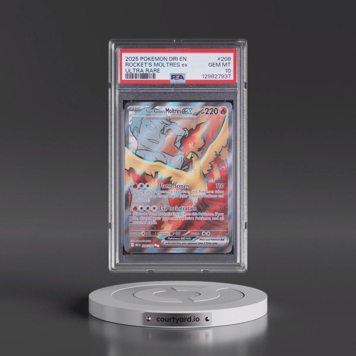 2025 Pokémon Dri EN-Destined Rivals #208 Team Rocket's Moltres EX - Holo Ultra Rare (PSA 10 GEM MINT)