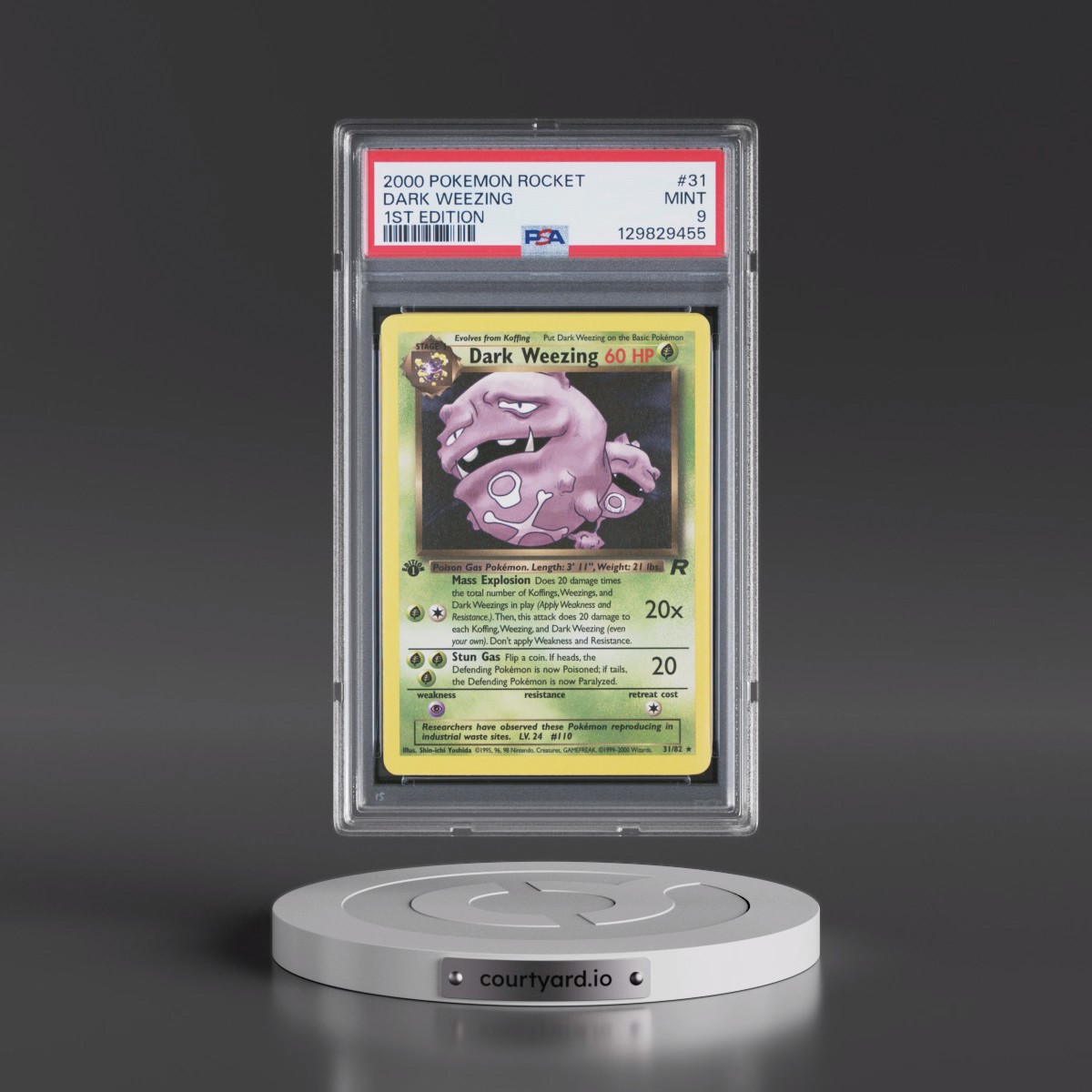 2000 Pokémon Rocket #31 Dark Weezing - 1st Edition (PSA 9 MINT)