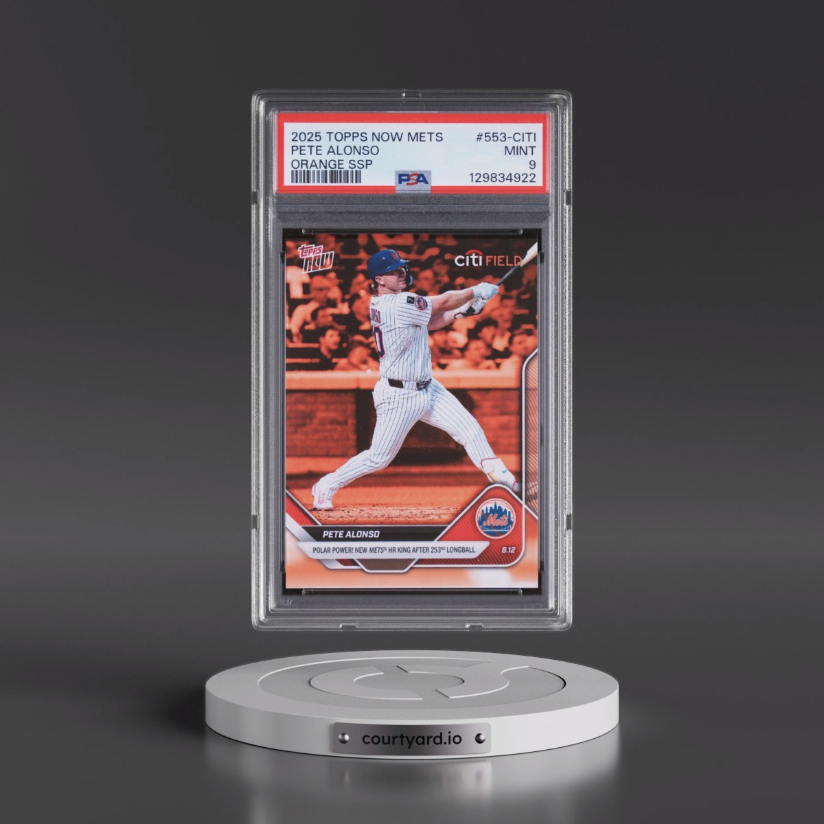 2025 Topps Now Mets #553-CITI Pete Alonso - Orange Ssp (PSA 9 MINT)