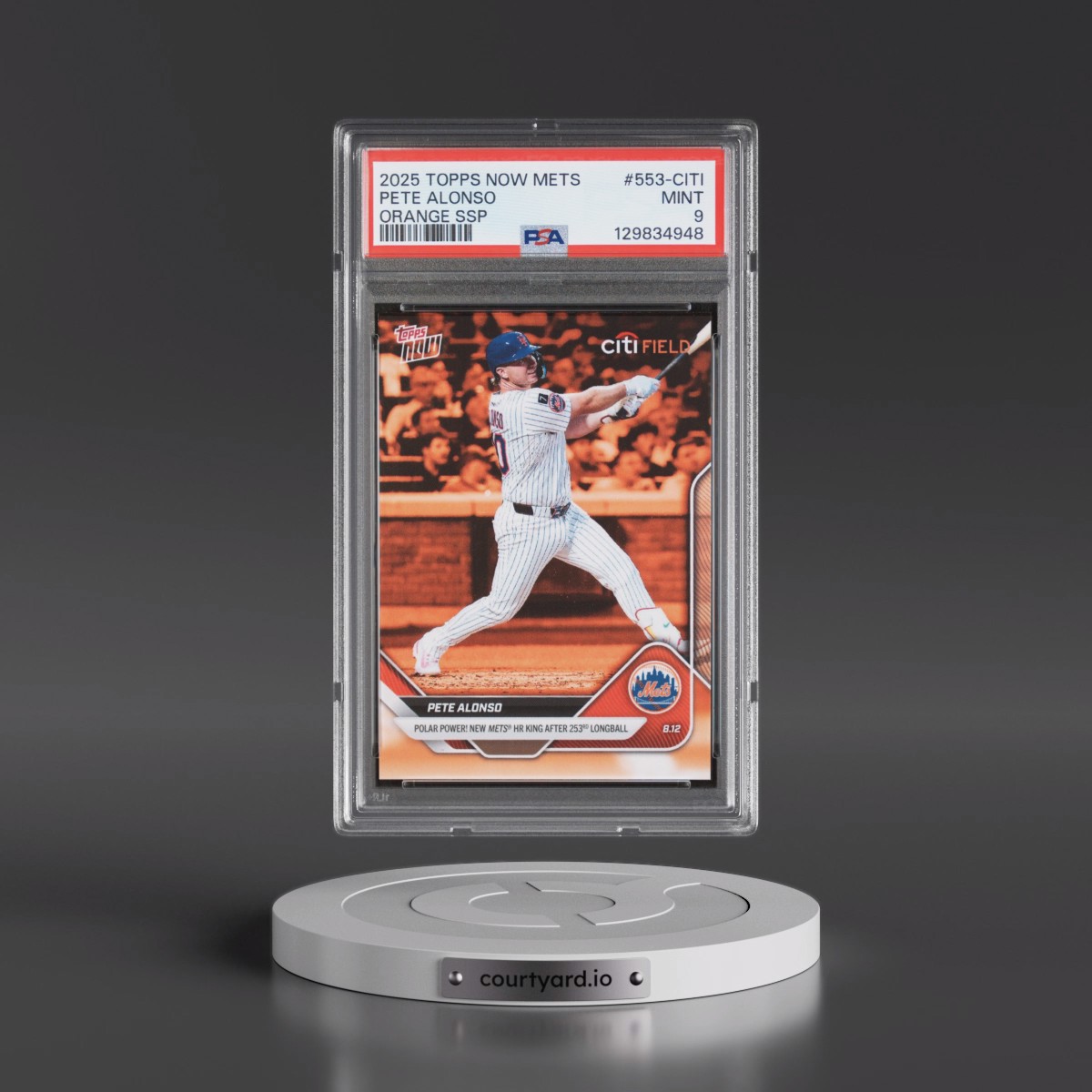 2025 Topps Now Mets #553-CITI Pete Alonso - Orange Ssp (PSA 9 MINT)