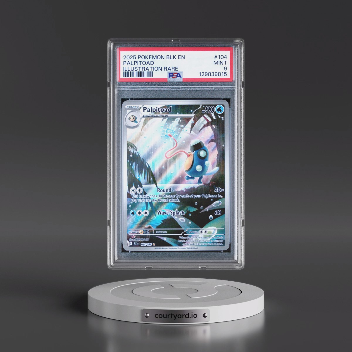 2025 Pokémon Blk EN-Black Bolt #104 Palpitoad - Illustration Rare (PSA 9 MINT)