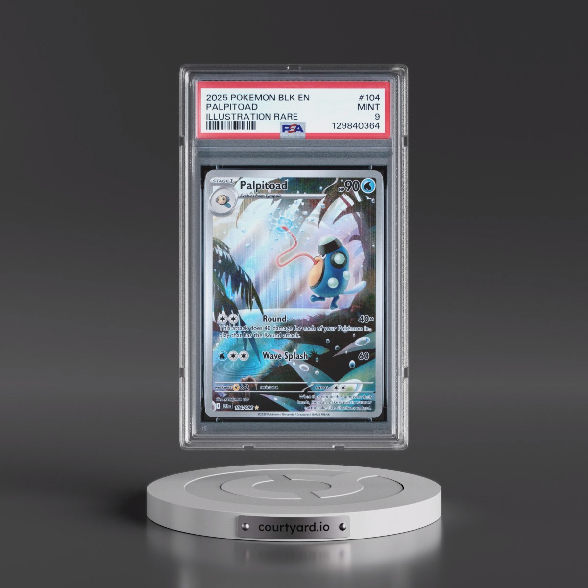 2025 Pokémon Blk EN-Black Bolt #104 Palpitoad - Illustration Rare (PSA 9 MINT)