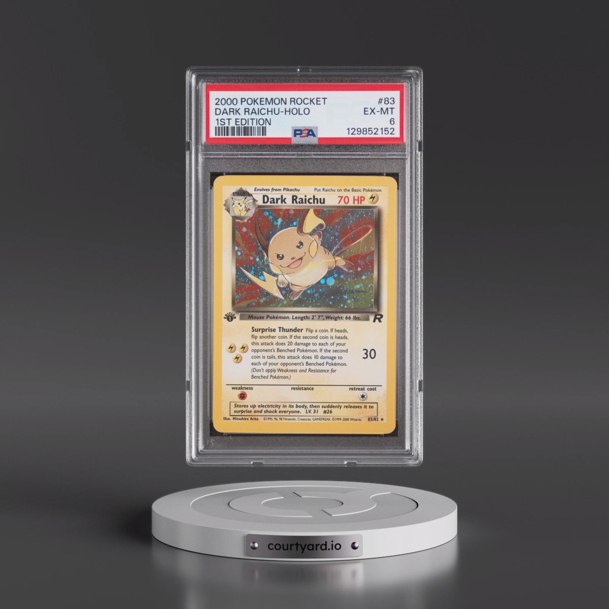 2000 Pokémon Rocket #83 Dark Raichu - 1st Edition Holo (PSA 6 EX-MT)