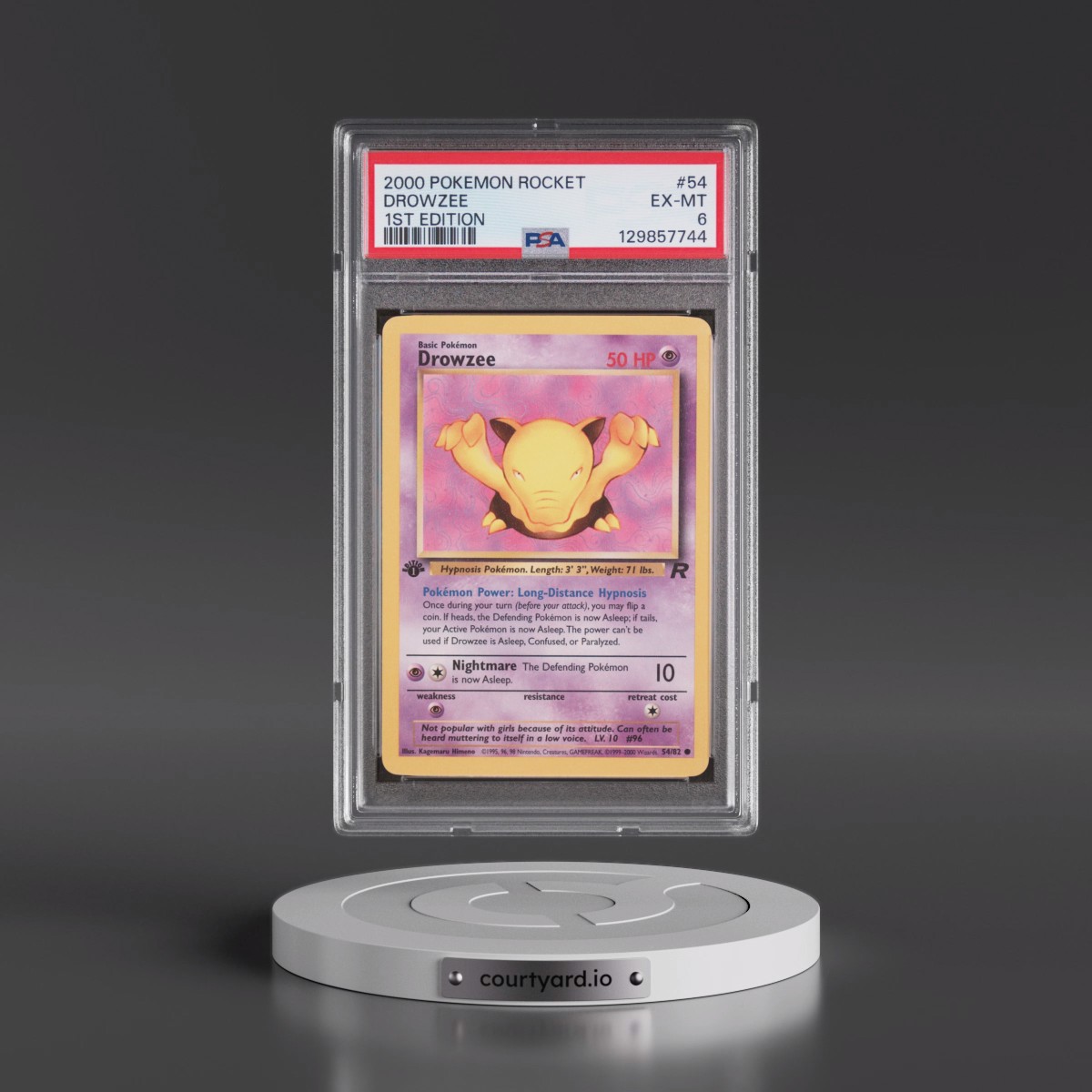 2000 Pokémon Rocket #54 Drowzee - 1st Edition (PSA 6 EX-MT)