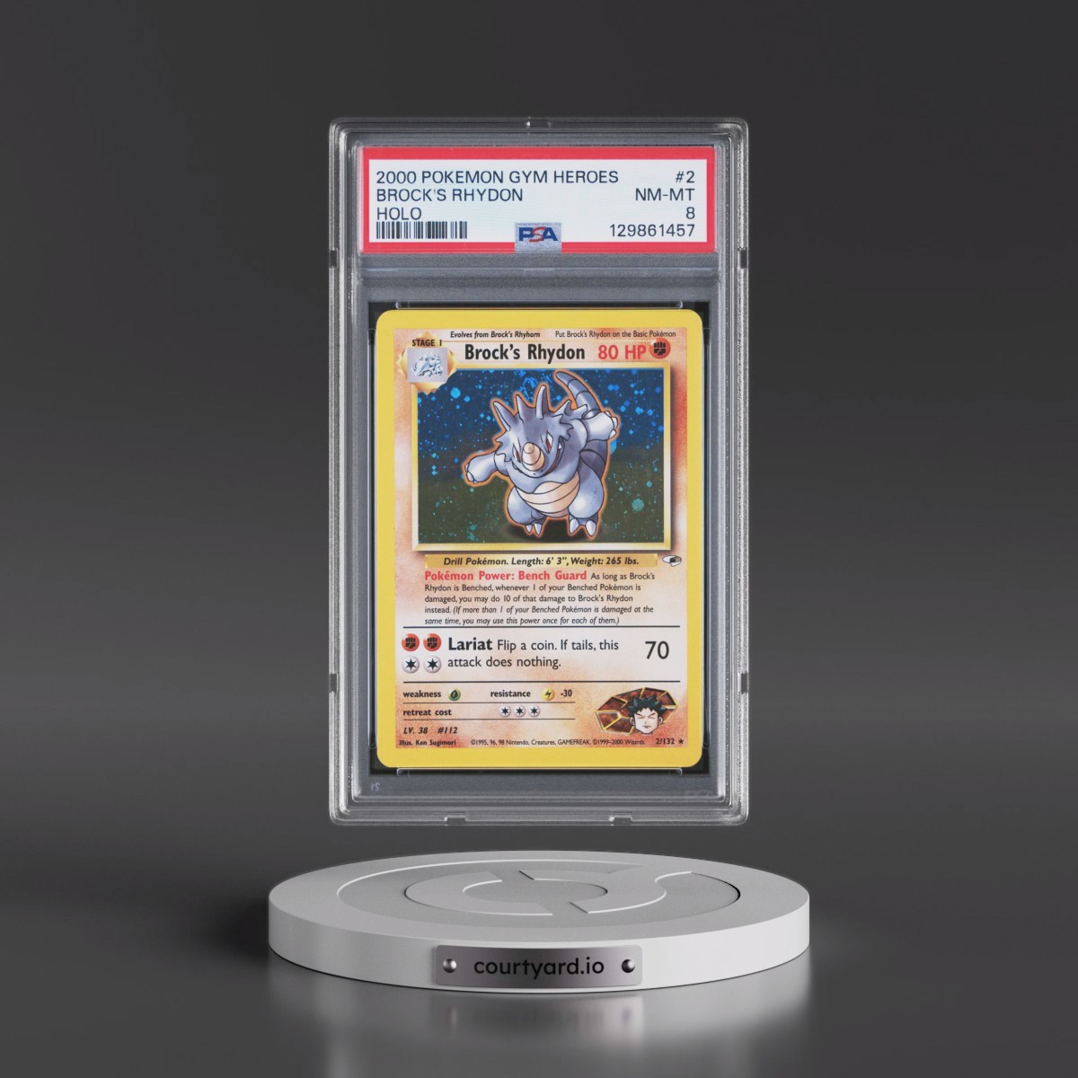 2000 Pokémon Gym Heroes #2 Brock's Rhydon - Holo (PSA 8 NM-MT)