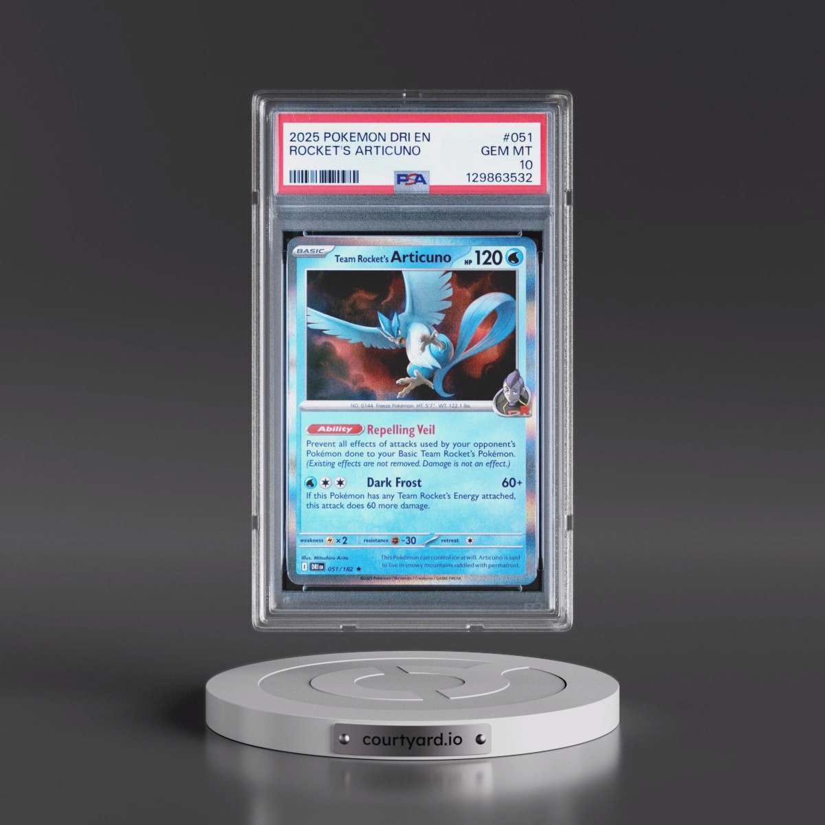 2025 Pokémon Dri EN-Destined Rivals #051 Team Rocket's Articuno (PSA 10 GEM MINT)