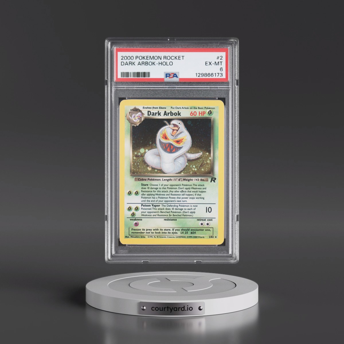 2000 Pokémon Rocket #2 Dark Arbok - Holo (PSA 6 EX-MT)
