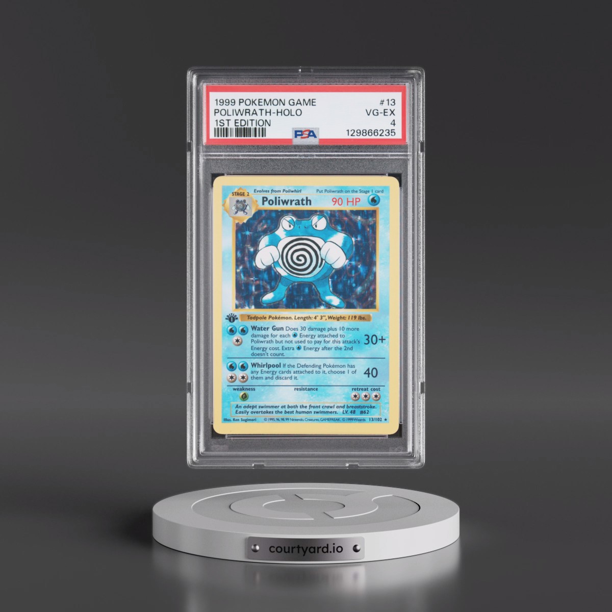 1999 Pokémon Game #13 Poliwrath - 1st Edition Holo (PSA 4 VG-EX)