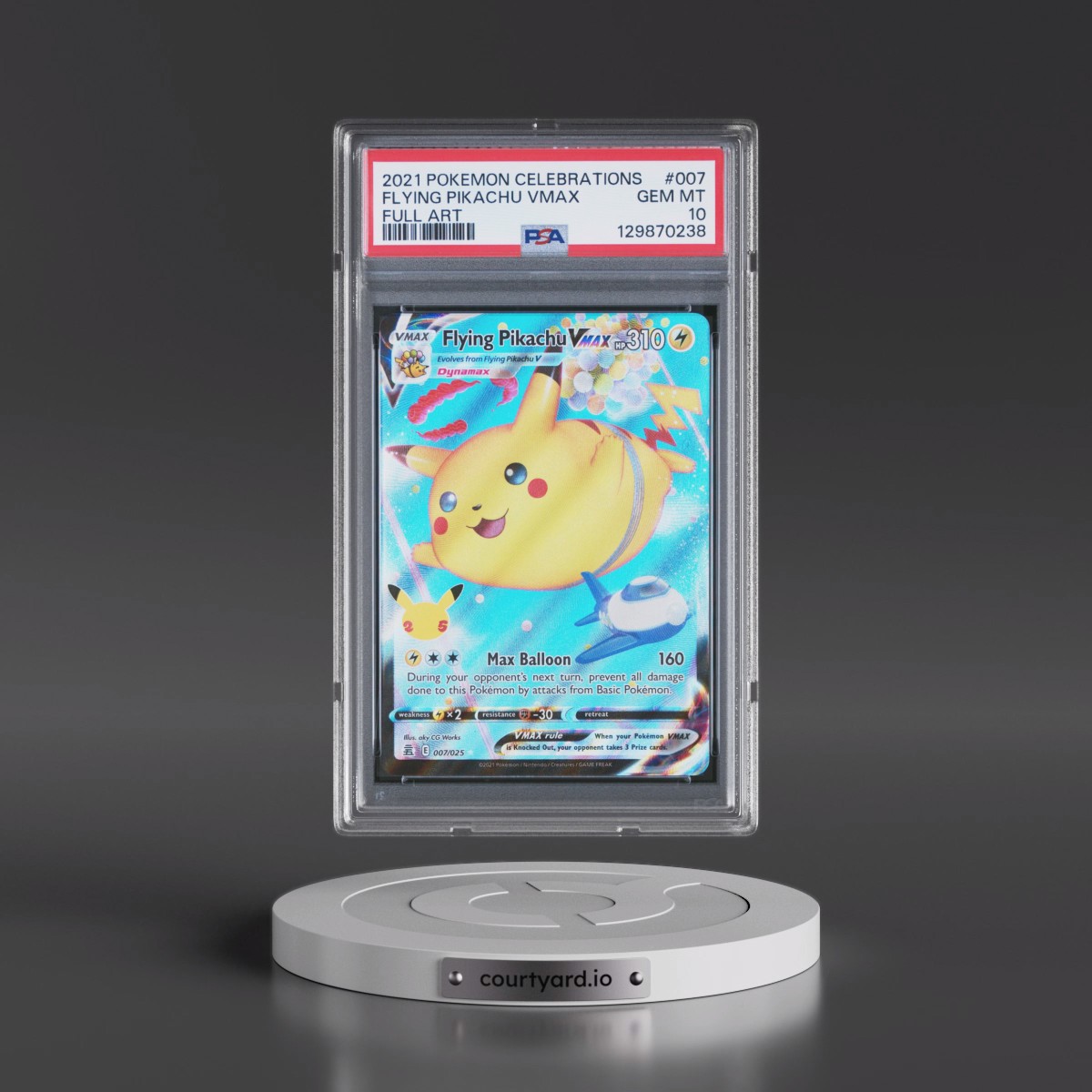 2021 Pokémon Celebrations #007 Flying Pikachu Vmax - Full Art (PSA 10 GEM MINT)