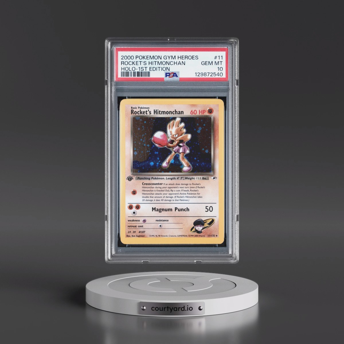 2000 Pokémon Gym Heroes #11 Rocket's Hitmonchan - 1st Edition Holo (PSA 10 GEM MINT)