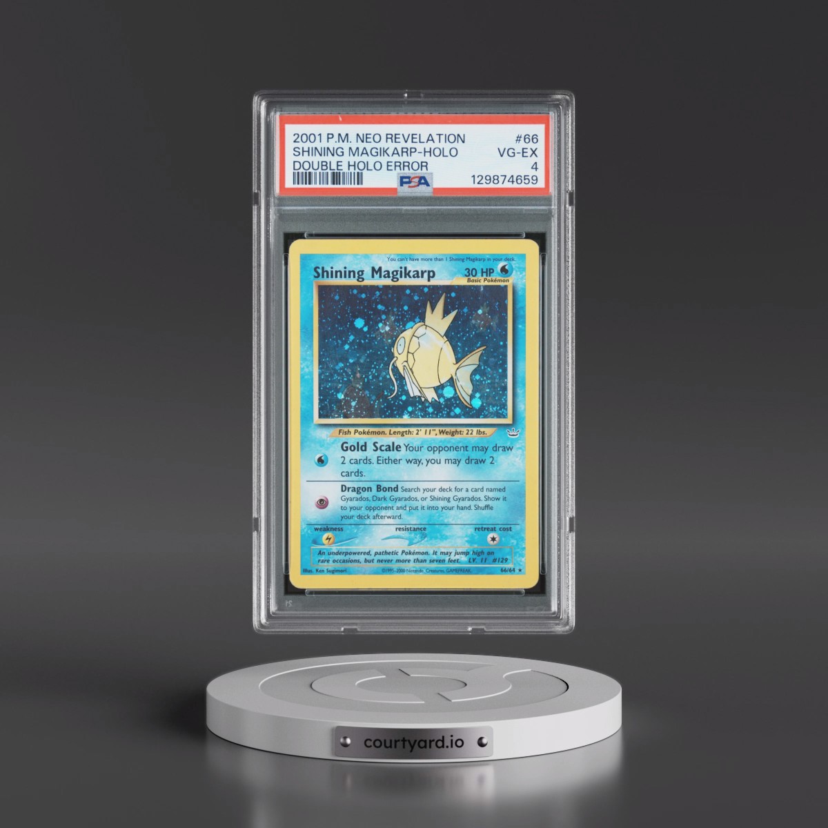 2001 Pokémon Neo Revelation #66 Shining Magikarp - Double Holo Error (PSA 4 VG-EX)
