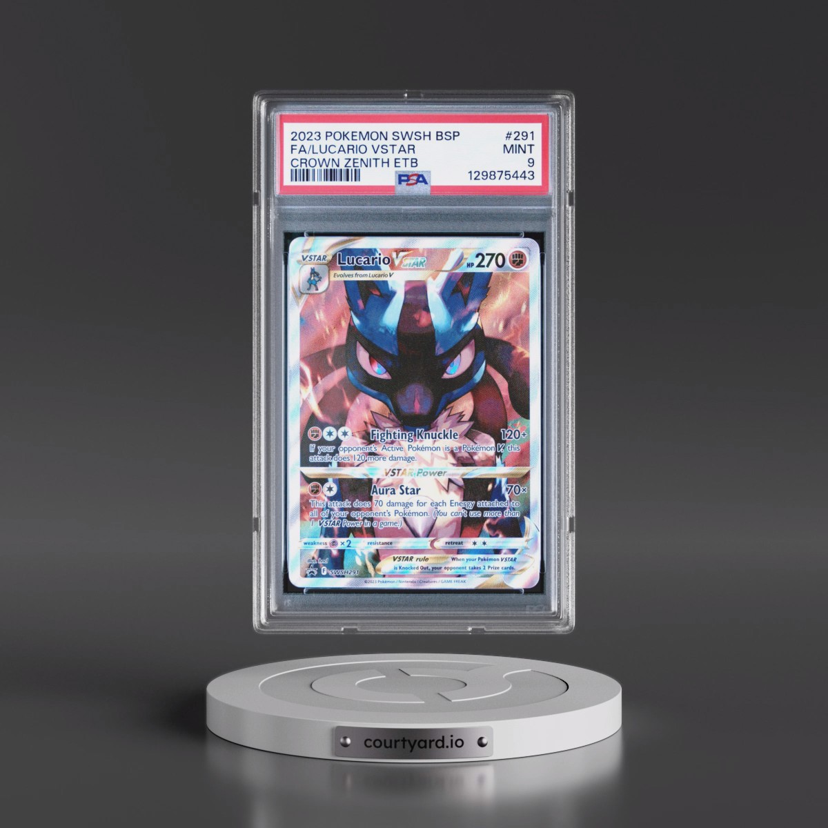 2023 Pokémon Swsh Black Star Promo #291 Lucario Vstar - Full Art Crown Zenith Elite Trainer Box (PSA 9 MINT)