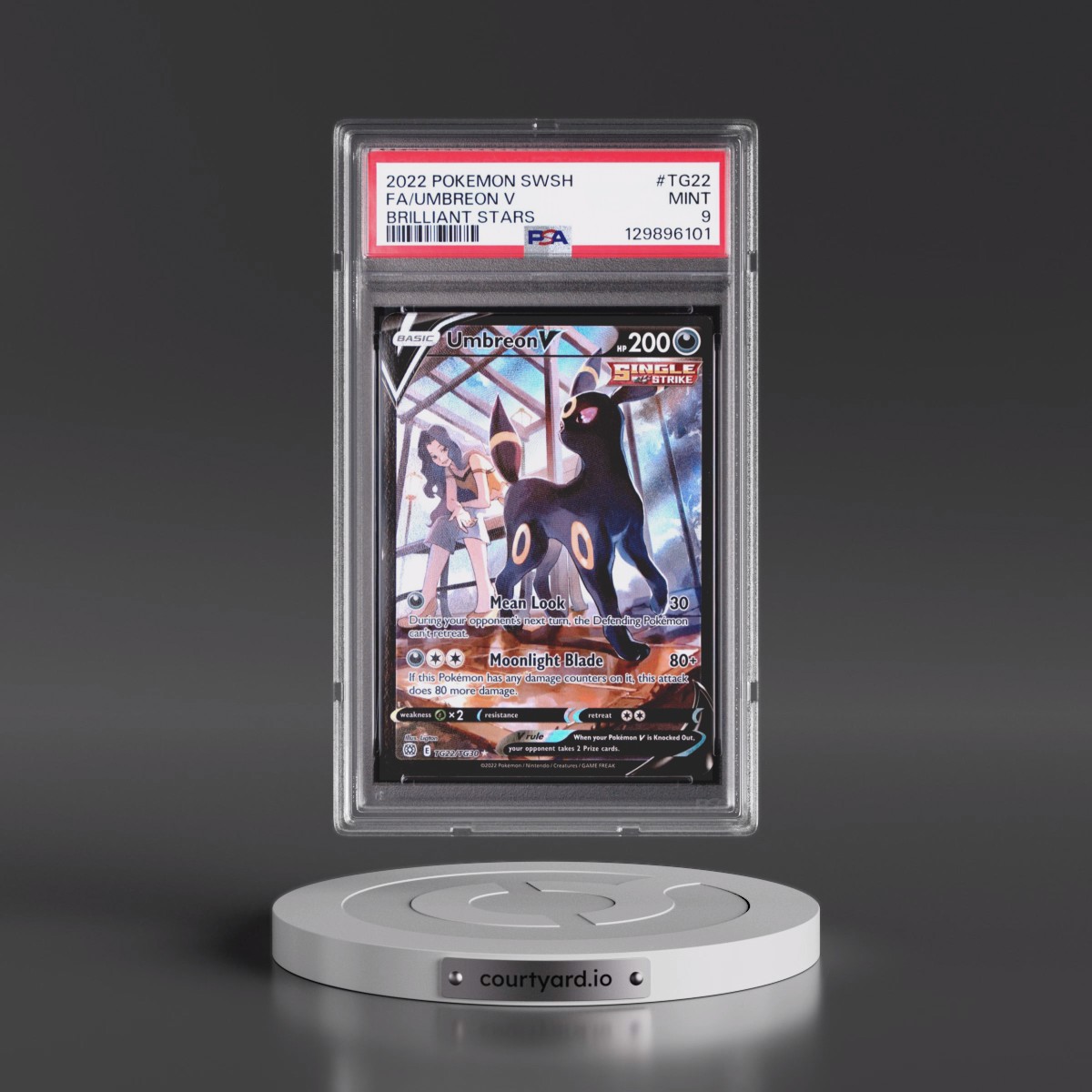 2022 Pokémon Sword & Shield Brilliant Stars #TG22 Umbreon V - Holo Full Art (PSA 9 MINT)